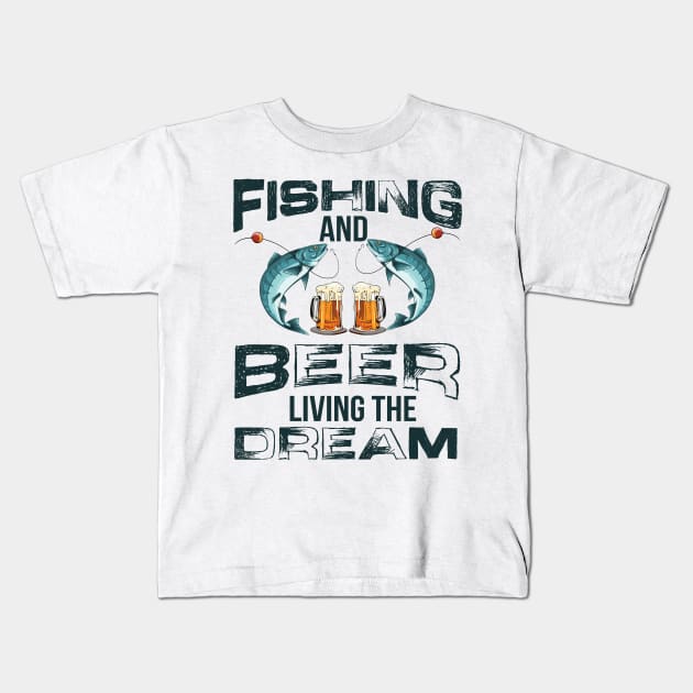 Fishing and Beer Kids T-Shirt by Imutobi